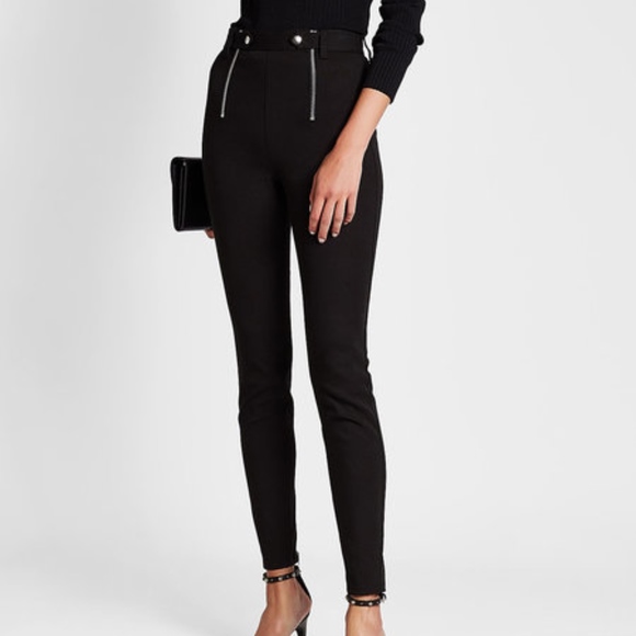 high waisted fitted black trousers